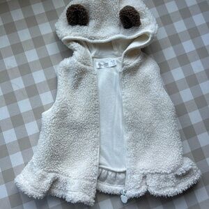 Mayoral Cream Fleece Vest with Brown Bear Ears